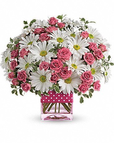 White and Pink Polka Dot Bouquet