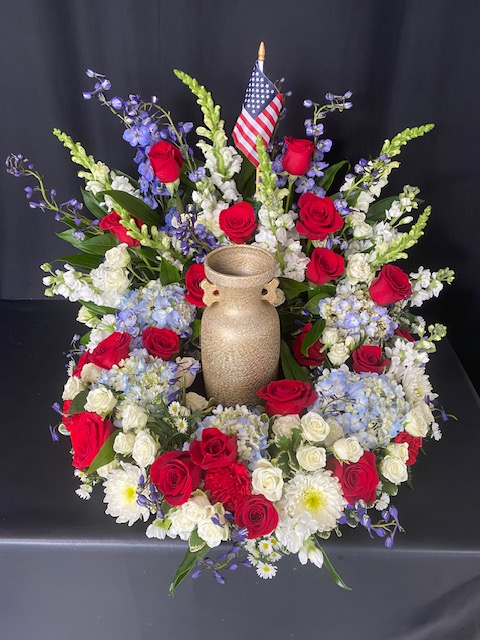 Urn Tribute with American Flag