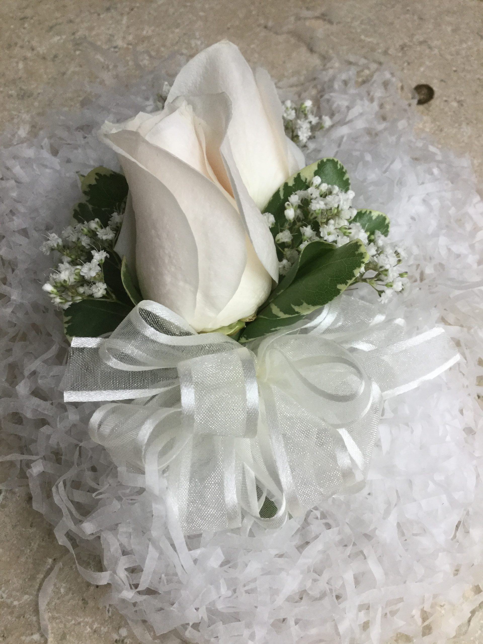 Single White Rose Corsage
