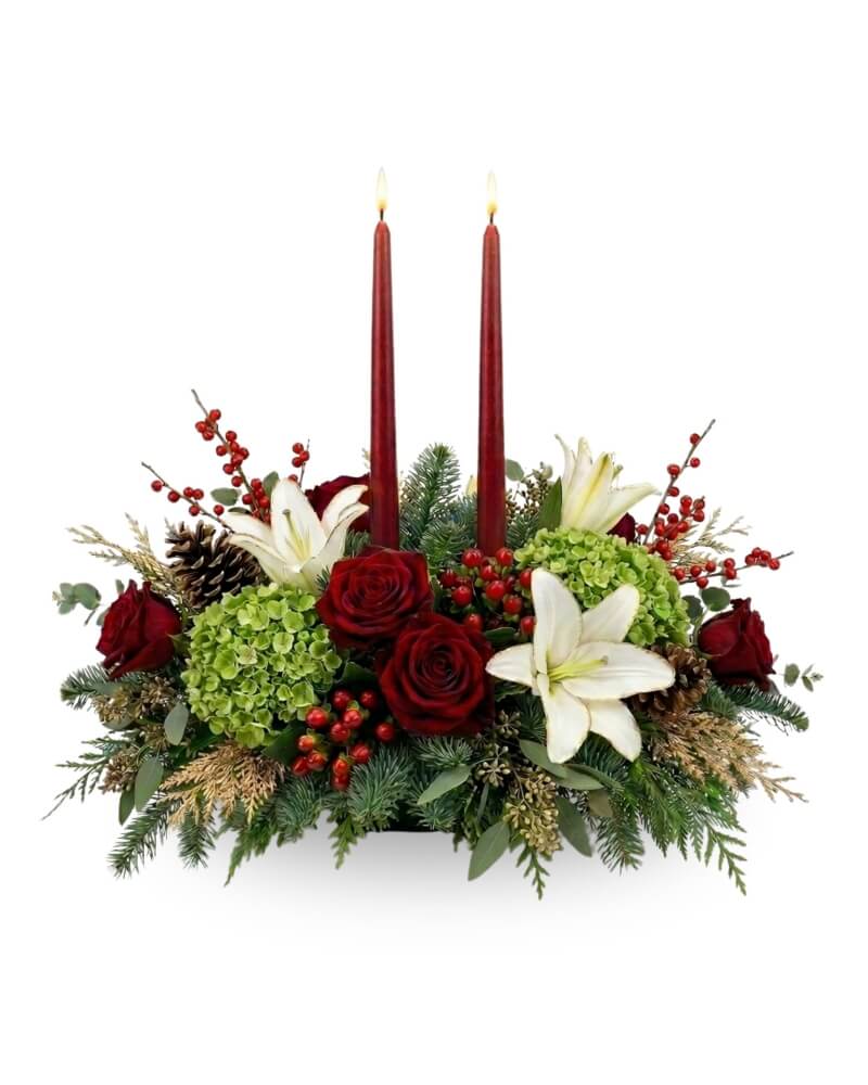 Enchanted Evergreen & Berry Banquet Centerpiece